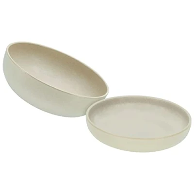 Abbildung von CreaTable, 30005, Serie Uno Sand Salatset, 2 teiliges Geschirrset, Salatset aus Steinzeug, spülmaschinen und mikrowellengeeignet, Made in Portugal