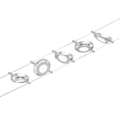 Abbildung von Paulmann 94414 CorDuo LED Seilsytem Set RoundMac DC incl. 5x4,5 Watt erweiterbar Chrom matt, Drahtseil Metall 3000 K