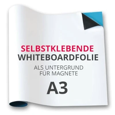 Abbildung von Magstick® Whiteboard Folie selbstklebend I DIN A3 flexibler Haftgrund für Magnete Ferrofolie in weiß, beschreibbar, nass abwischbar mag_175