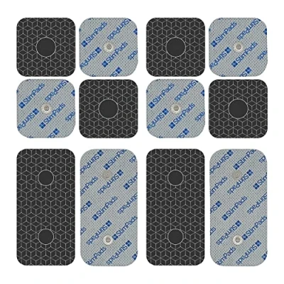 Abbildung von Stimpads Professional Silber EMS Elektroden kompatibel mit Compex Muskelstimulatoren Mix 12er Pack 3,75 mm Easy Snap (2) PERFECTE Leitfähigkeit Zertifiziertes Medizinprodukt von Motron NV