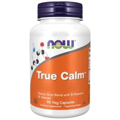 Abbildung von Now Foods True Calm (Wahre Ruhe), mit Baldrian und Magnesium, 90 vegane Kapseln, Laborgeprüft, Sojafrei, Glutenfrei, Vegetarisch, Ohne Gentechnik