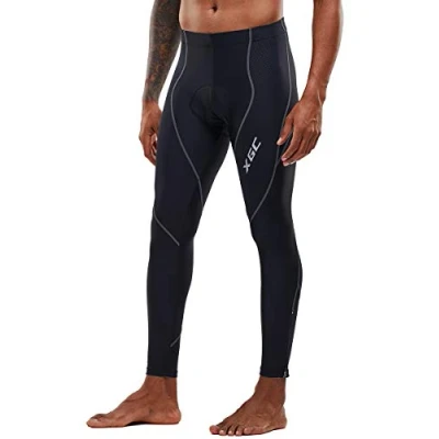 Abbildung von Herren Lange Radlerhose Fahrradhose Radhose Radsportshorts für Männer Elastische Atmungsaktive 4D Schwamm Sitzpolster mit Einer Hohen Dichte (Grey Fleece, XL)