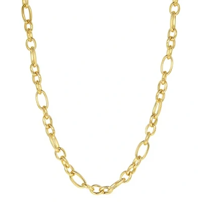Abbildung von Happiness Boutique Damen Figarokette Chunky Oval Gliederkette Frauen Edelstahlschmuck in Goldfarbe