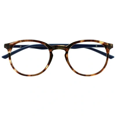 Abbildung von OPULIZE Met Lesebrille Schlank Runder Rahmen Federscharniere Kratzfest Braun Schildpatt Blau Bügel Herren Damen R60 2 +2.00