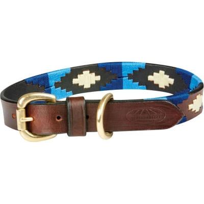 Abbildung von WB Halsband Polo Leder Cowdray Brown/Blau/Blau S