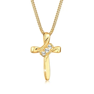 Abbildung von Elli Sparkling Cross Halskette silvercoloured, Damen, Größe: 55, Silver coloured
