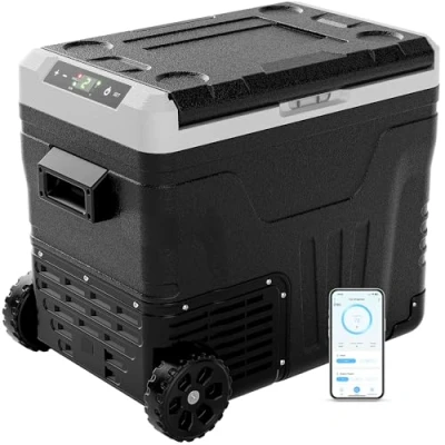 Abbildung von EUHOMY 50L Auto Kühlschrank, Kompressor Kühlbox 20℃ 20℃,12V Kühlschrank 12V DC/220V AC,Camping mit APP Steuerung, Tragbarer Gefrierschrank Rädern für Camping, Reisen, Angeln, Outdoor