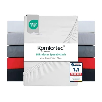 Abbildung von Komfortec Spannbettlaken 180x200 cm aus Gebürstete Mikrofaser Weiß
