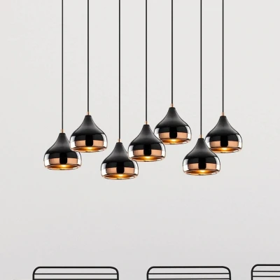 Abbildung von Aufhängung 7 ausgerichtete Lichter Lectio 88cm Schwarzes Metall und Roségold Menzzo