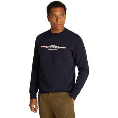 Abbildung von Tommy Hilfiger Herren Sweatshirt Rundhalsausschnitt, Blau (Desert Sky), XXL