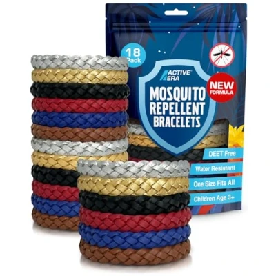 Abbildung von Active Era Mückenschutz Armband (18 Stk), Mückenabwehr Outdoor, Camping Mückenarmband für Kinder &amp; Erwachsene Natürlicher Anti Mücken Schutz, Wasserfest, 10 Tage 100% DEET frei Modern