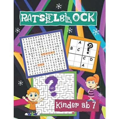 Abbildung von Rätselblock Kinder ab 7: Logische Denkrätsel &amp; Suchbilder Labyrinthe Sudokus Zahlen Rätsel Wörter Ausmalbilder Weihnachten Geschenkbuch für 7 Jahre