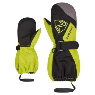 Abbildung von Ziener Unisex Baby Laurus Ski Fäustlinge/Winter wasserdicht, Lange Stulpe, reflektierend, Black.Lime, 92cm