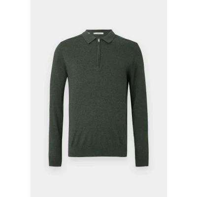 Abbildung von Selected Homme Slhberg HALF ZIP Strickpullover, Herren, Größe: Large, Forest night