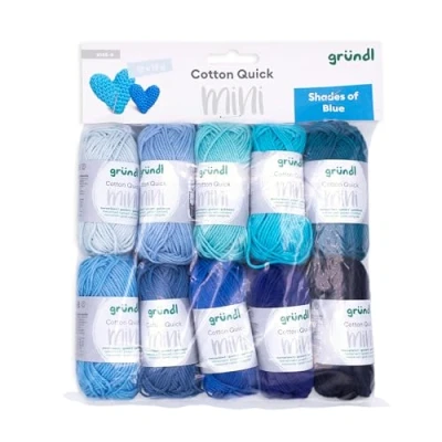 Abbildung von Gründl Wolle Cotton Quick Mini Shades of Blue Set zum Stricken und Häkeln 10 x 15 g, 100% Baumwolle, g / 37 m, Blau