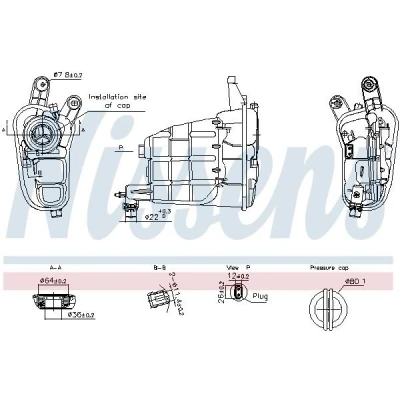 Abbildung von NISSENS 996301 Ausgleichsbehälter 1,4 mit Kappe, Sensor AUDI: A4 B8 Avant, A5 Coupe, Sportback