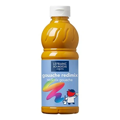 Abbildung von Lefranc Bourgeois 188014 flüssige Tempera Redimix Farbe, leuchtende Gouachefarbe auf Wasserbasis, hohe Deckkraft, hervorragenden Maleigenschaften, gebrauchsfertig, 500ml Flasche Gelber Ocker