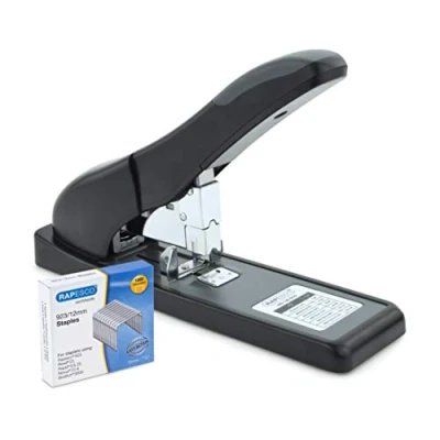 Abbildung von Rapesco 1550 ECO HD 140 Hochleistungs Heftgerät mit 1000 Stück Typ 923/12mm Heftklammern, Schwarz