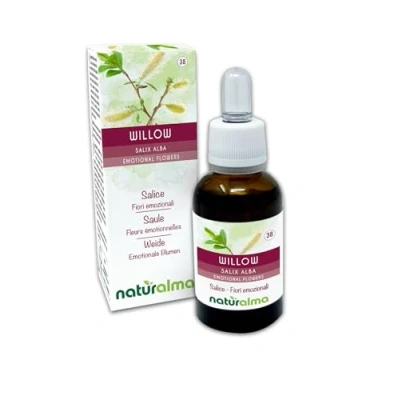 Abbildung von Willow oder Weide (Salix alba var. vitellina) Bach Blüten Naturalma Tropfen 30 ml Alkoholfreier Flüssigextrakt Blütenessenzen Vegan und alkoholfrei