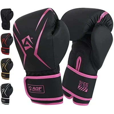 Abbildung von AQF Boxhandschuhe, Boxsack Leder Handschuhe Herren Frauen, MMA Sandsäcke, Boxhandschuhe Kinder Für Kickboxen, Muay Thai, Kampfsport Boxing Gloves 4 6 8 10 12 14 16 Oz (4 oz, Rosa)
