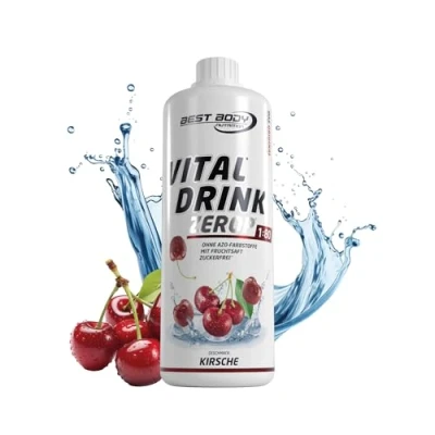 Abbildung von Best Body Nutrition Vital Drink ZEROP® Kirsche, Original Getränkekonzentrat Sirup zuckerfrei, 1:80 ergibt 80 Liter Fertiggetränk, 1000 ml