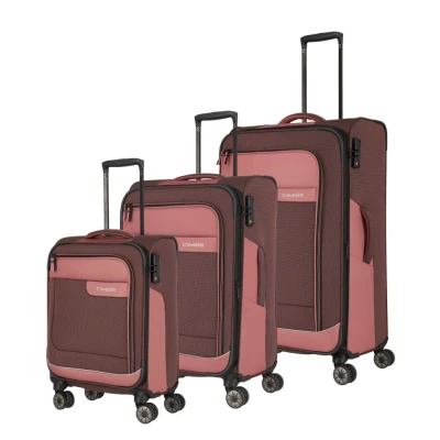 Abbildung von Travelite Viia Kofferset 3 tlg. Frühlingsrose Koffer mit 4 Rollen Weichgepäck