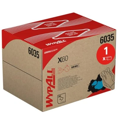 Abbildung von WypAll X60 General Clean Tücher 6035 Weiße 1 BRAG Box mit 200 weißen Tüchern