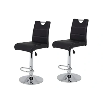 Abbildung von Hela Tische, 2er Set Barhocker Bistrohocker Miranda, Kunstleder Schwarz, Trompetenfuß mit Lift und 360 drehbar, Sitzhöhe 60 auf 82 cm