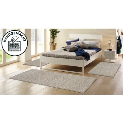 Abbildung von my home Bettumrandung »Wolly, Handweb Teppiche« Höhe 14 mm 3 Stk. tlg. Bettvorleger, Wolle, handgewebt, Läufer Set Wohnzimmer, Schlafzimmer