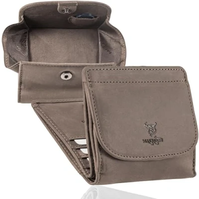 Abbildung von MATADOR Kleine Wiener Schachtel Mini Geldbörse Portmonee Brieftasche Herren Klein Leder Kleines Portemonnaie Geldbeutel Damen mit RFID Blocker Geldtasche Geldbörsen Geschenkverpackung
