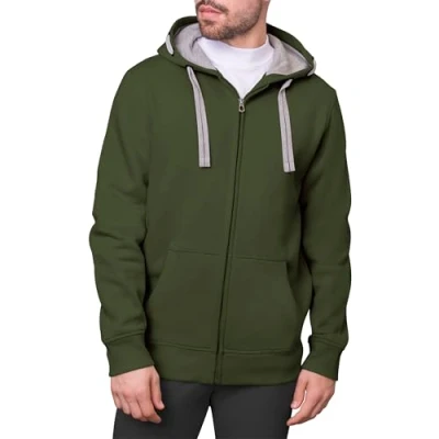 Abbildung von HRM Herren Hooded Jacket I Premium Kapuzenpullover mit Kontrast Innenfutter Basic Hoodie Reißverschluss Zip Hochwertige &amp; nachhaltige Bekleidung