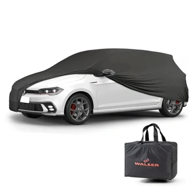 Abbildung von Walser Abdeckung Auto Indoor Stretch, Autoabdeckung Winter, staubdichte Autogarage Abdeckung, Autoplane für Auto, Abdeckplane M schwarz