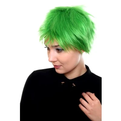 Abbildung von Prettyland One Piece Zoro Cosmo Grün Glatte Kurze Wilde Fransige Cosplay Anime Party Kurzhaar Perücke C968