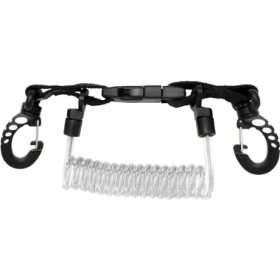 Abbildung von Cressi Unisex Adult Spiral Laynyard with Clip Snap Spiralkabel mit Tauchkarabinern, Schwarz/Transparent, 2 Karabiner