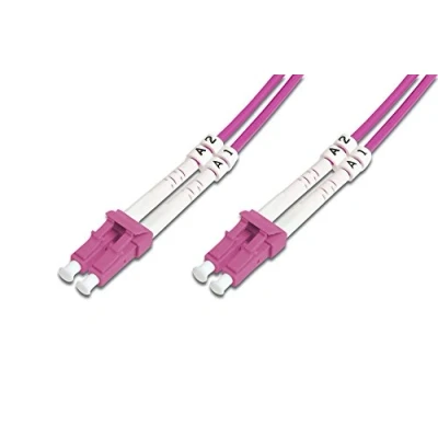 Abbildung von DIGITUS DK 2533 02 4 Glasfaserkabel OM4 2 m LC zu Duplex LWL Kabel 1/10/40/100 Gbit/s MM Multimode Glasfaser LAN Fasertyp: 50/125 µ Violett (Violet)