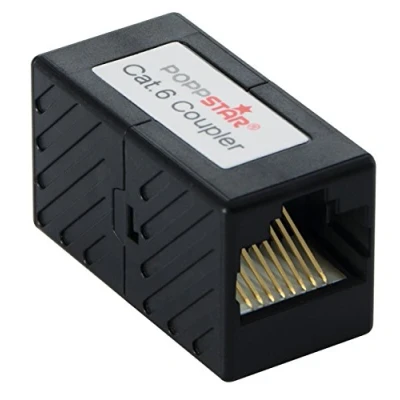 Abbildung von POPPSTAR 1x Adapter RJ45 Kupplung Cat6 (2X Buchse, 8 polig, geschirmt), Ethernetkabel Verbinder Netzwerkkoppler für Patchkabel, DSL LAN Kabel, Netzwerkkabel, Modular UVM.