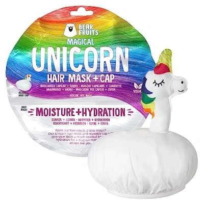 Abbildung von Bear Fruits Magische Feuchtigkeits Haarmaske 20 ml + Unicorn Haube