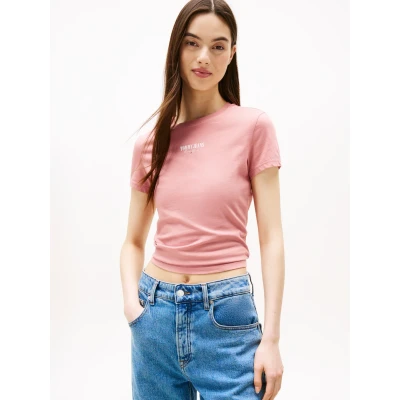 Abbildung von Tommy Jeans SLIM Essential LOGO TEE Tshirt basic, Damen, Größe: 32, Tahiti berry