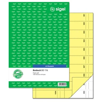 Abbildung von SIGEL BO116 Bonbuch Bonblock, 1000 Abrisse gelb, A4, 2x50 Blatt