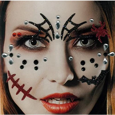 Abbildung von Brandsseller Gesichts Tattoo Halloween Aufkleber Set Klebetattoos Temporäre Tattoos Halloween/Karneval Happy