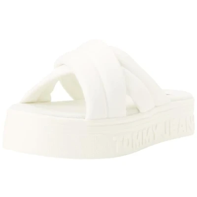 Abbildung von Tommy Jeans Damen Sandalen Lettering Flatform Sandal Sommer, Weiß (Ecru), 39
