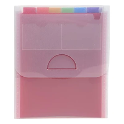 Abbildung von Exacompta 55798E Premium Kunststoff Fächermappe Crystal für DIN A4 hoch 6 vollfarbige Fächer mit 2 Etikettenhalter Visitenkarten inklusive Etikettenbögen, Ordnungsmappe transparent