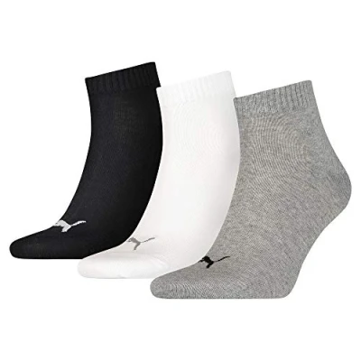Abbildung von PUMA 18 Paar Unisex Quarter Socken Sneaker Gr. 35 49 für Damen Herren Füßlinge, Farbe:882 grey/white/black, &amp; Strümpfe:35 38