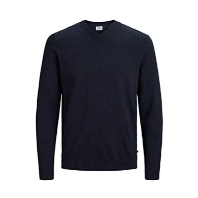 Abbildung von JACK &amp; JONES Herren JJEBASIC Knit V Neck NOOS 12137194, Insignia Blue/Twisted with bla, XS