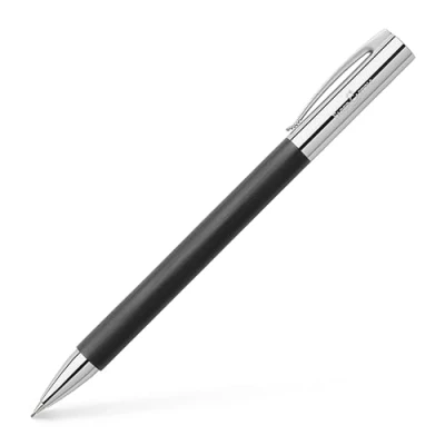 Abbildung von Faber Castell 138130 Drehbleistift AMBITION Edelharz, Minenstärke: 0,7 mm, inklusive Geschenkverpackung, Schaftfarbe: schwarz / silber