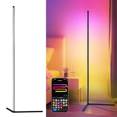 Abbildung von LuminexDesigns LED Stehlampe RGB Standleuchte 150cm Ecklampe Dimmbar Bunt mit Fernbedienung Alexa Sprachsteuerung Ambientebeleuchtung Wohnzimmer Lichtsäule Farbeweschel für Schlafzimmer Spielzimmer