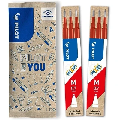 Abbildung von PILOT FriXion Ersatzminen 0.7 6 Stück Farbe Rot Nachfüllminen mit radierbarer Tinte Kompatibel Ball &amp; Clicker mittlere Stärke Gel Tintenrollermine