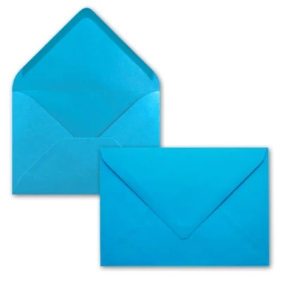 Abbildung von 25x Briefumschläge B6 17,5 x 12,5 cm Azurblau Nassklebung mit spitzer Klappe 120 g/m² Für Hochzeit, Gruß Karten, Einladungen