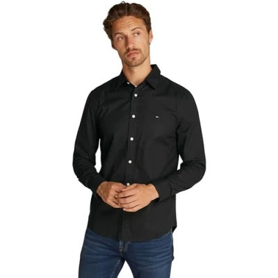 Abbildung von Tommy Hilfiger FLEX Poplin Hemd, Herren, Größe: 3XL, Black