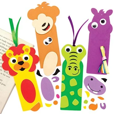 Abbildung von Baker Ross AT773 Lesezeichen Set im Dschungeltier Design, für Kinder, Kunst und Bastelprojekte, Packung mit 8 Stück